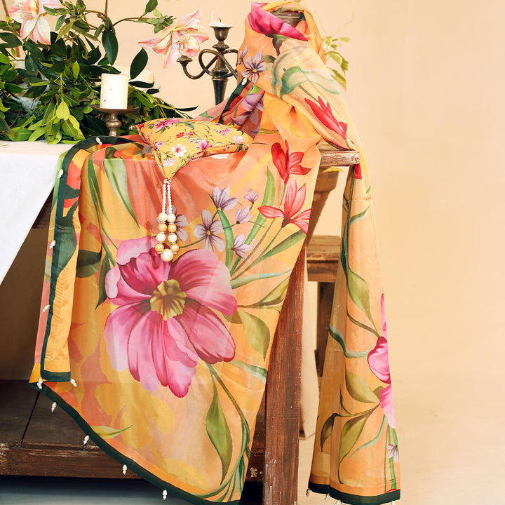 Rayon Crepe with Silk Dupatta – “Elina”