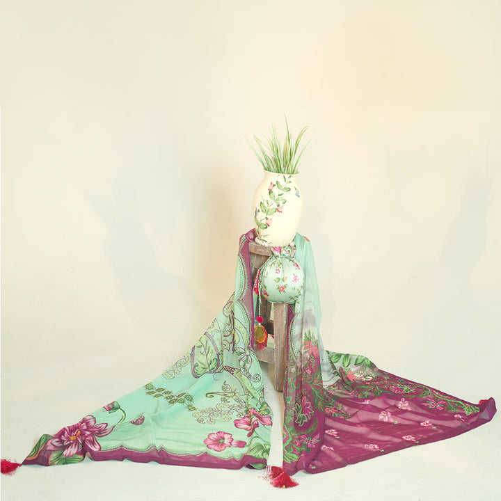 Premium Rayon  Satin with Satin Rayon Trouser & Silk Dupatta “Sienna“