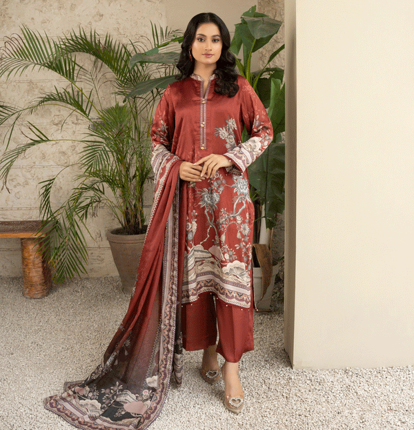 SCARLET - 3PC Unstitched Outfit